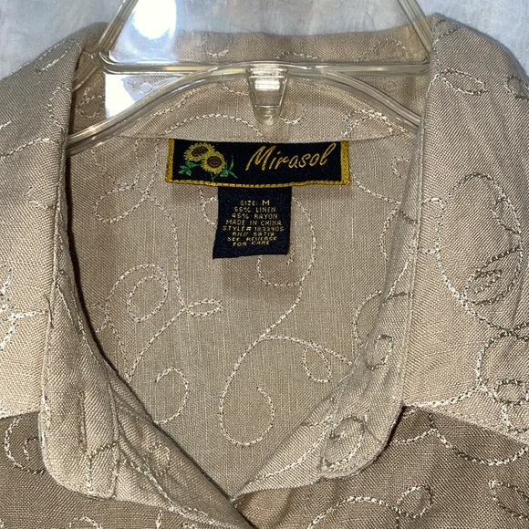 MIRASOL EMBROID. LINEN/RAYON BUTTON DWN SHIRT SZ M - Picture 4 of 14